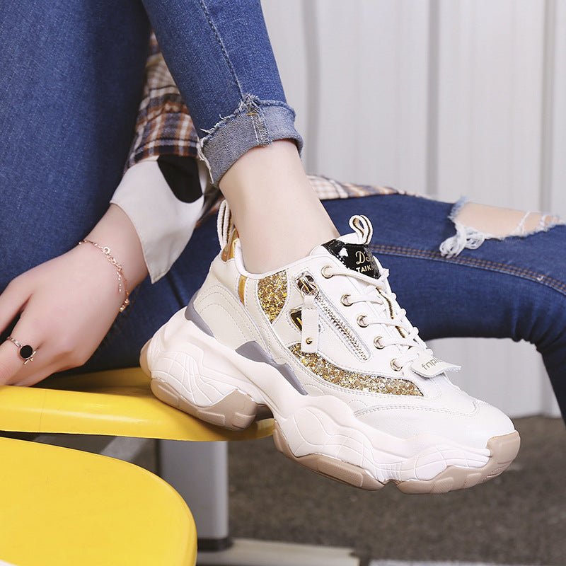 Wisdom Smoked Shoes All-Match Thick-Soled Increased Student Super Fire Sneakers.