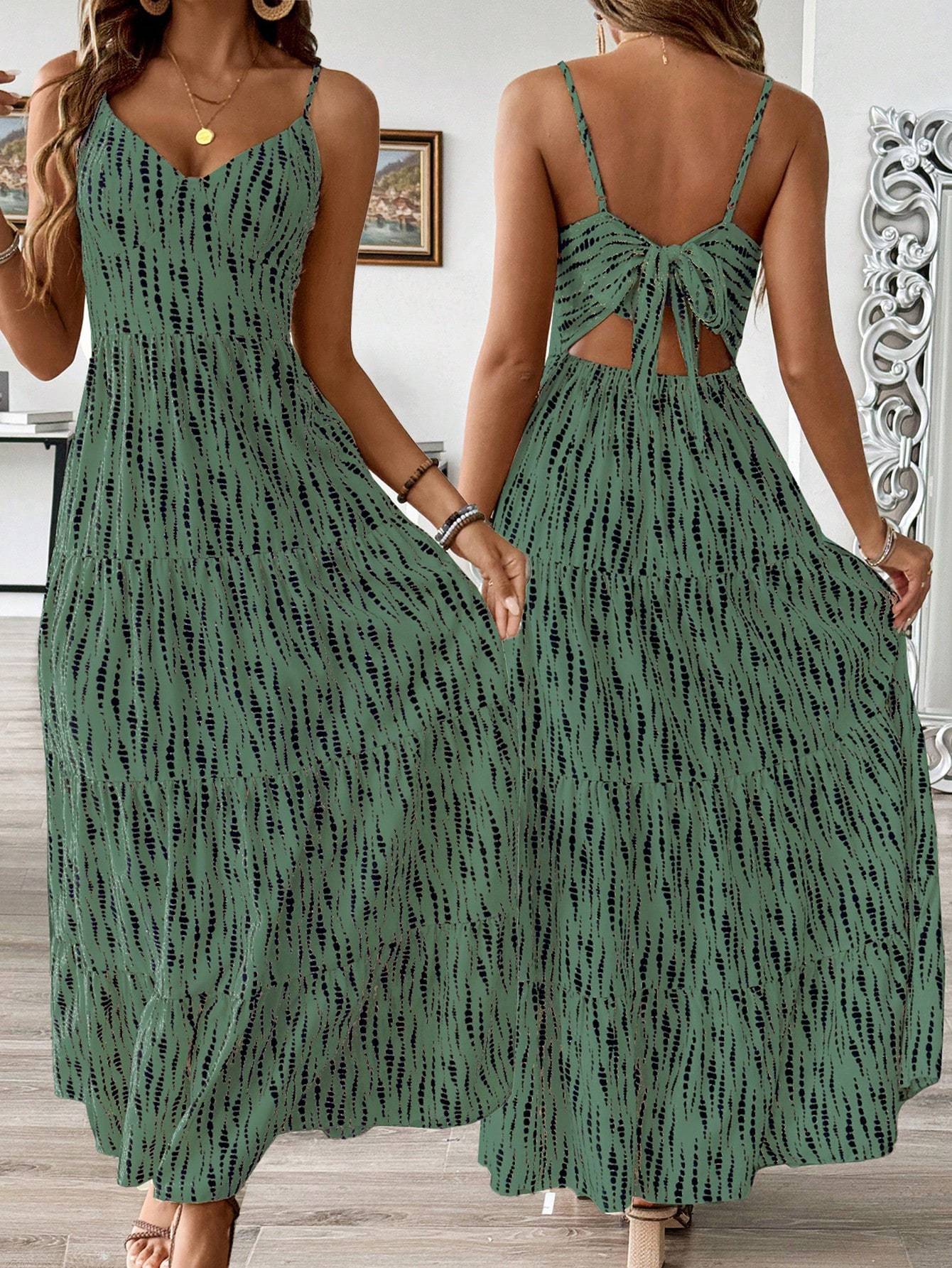Women's Bohemian Style Suspender Stitching Dress Long Dress Maxi Vacation Beach Outfit.