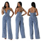 Women's Clothing Fashion Suspenders Denim Jumpsuit.