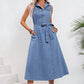 Women's Clothing Retro Waist-controlled Slimming Denim Dress.