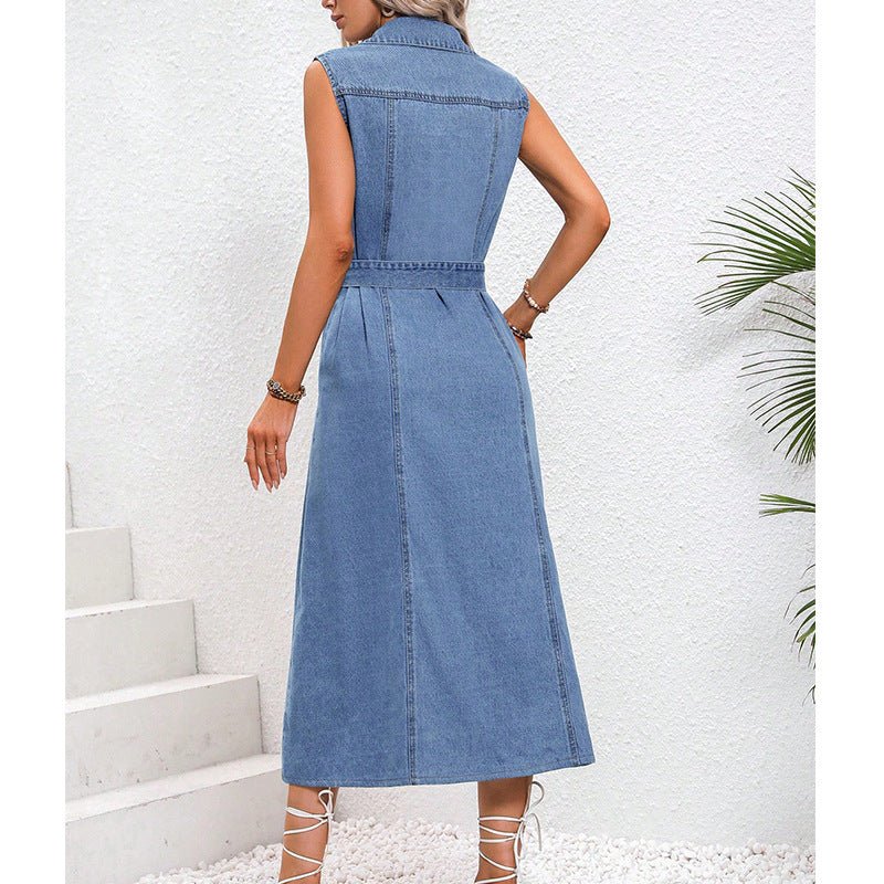 Women's Clothing Retro Waist-controlled Slimming Denim Dress.
