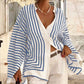 Women's Fashion Elegant Casual Loose Fit Striped Blouse.