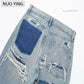 Women's Fashion Jeans Solid Colour Loose Trousers Gradient Casual Streetwear Pant Broken Holes Decorated 2025.