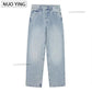 Women's Fashion Jeans Solid Colour Loose Trousers Gradient Casual Streetwear Pant Broken Holes Decorated 2025.