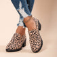 Women's Fashion Leopard Print Chunky Heel Shoes.