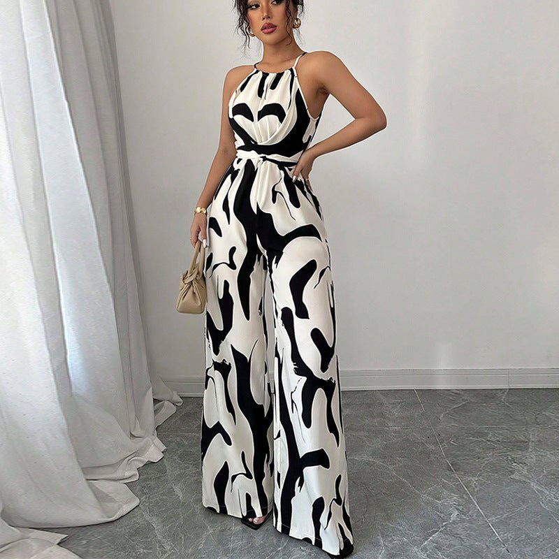 Women's Fashion Zebra Print Suspender Jumpsuit.