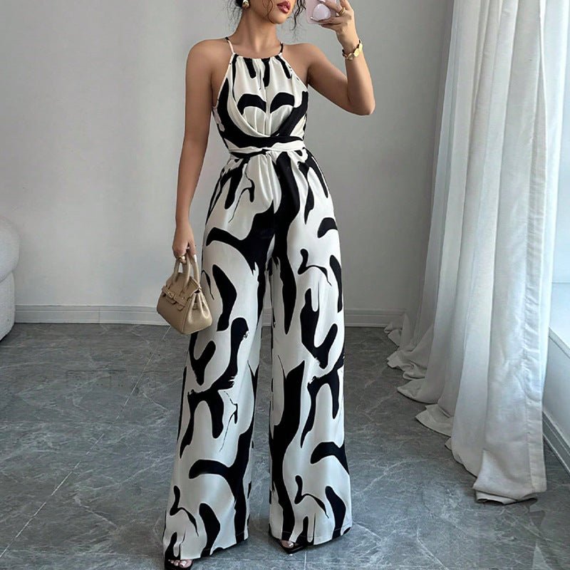 Women's Fashion Zebra Print Suspender Jumpsuit.