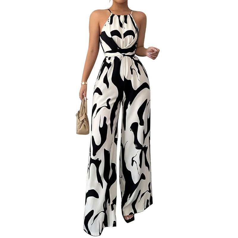 Women's Fashion Zebra Print Suspender Jumpsuit.