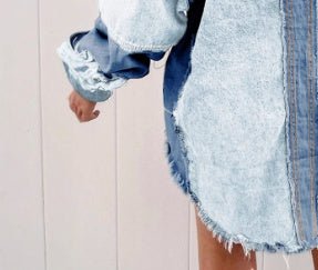 Women's Halloween Color Block Denim Coat.