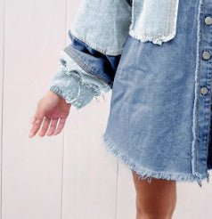 Women's Halloween Color Block Denim Coat.