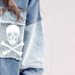 Women's Halloween Color Block Denim Coat.