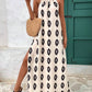 Women's Halter Tassel Lace-up Backless Slit Holiday Dress.