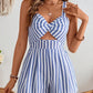 Women's Holiday Solid Color Hollow Twist Knot Jumpsuit.