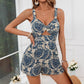Women's Holiday Solid Color Hollow Twist Knot Jumpsuit.
