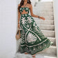 Women's Holiday Style Printed Front Cross Mid-length Dress.