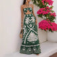 Women's Holiday Style Printed Front Cross Mid-length Dress.