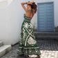 Women's Holiday Style Printed Front Cross Mid-length Dress.