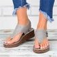 Women's hollow flat heel flip flops sandals.