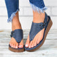 Women's hollow flat heel flip flops sandals.