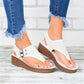 Women's hollow flat heel flip flops sandals.