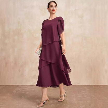Women's Loose Belly-covering Layers Of Chiffon Dress.