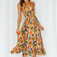 Women's Off Shoulder Boho Sling Print Dress.