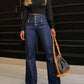 Women's Patchwork Jeans Slim Fit Slimming Stretch Flared Pants.