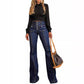 Women's Patchwork Jeans Slim Fit Slimming Stretch Flared Pants.