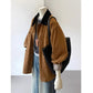 Women's Retro Coffee Color Multi-pocket Coat.