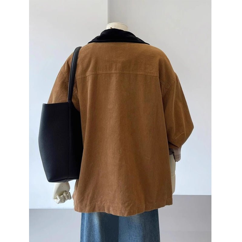 Women's Retro Coffee Color Multi-pocket Coat.