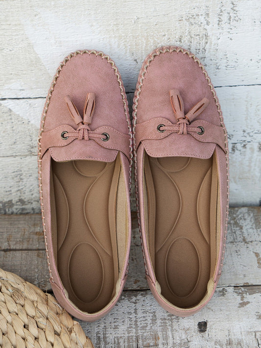 Women's Round Head Loafers Fashion Non-slip Soft Comfortable Flats Shoes.
