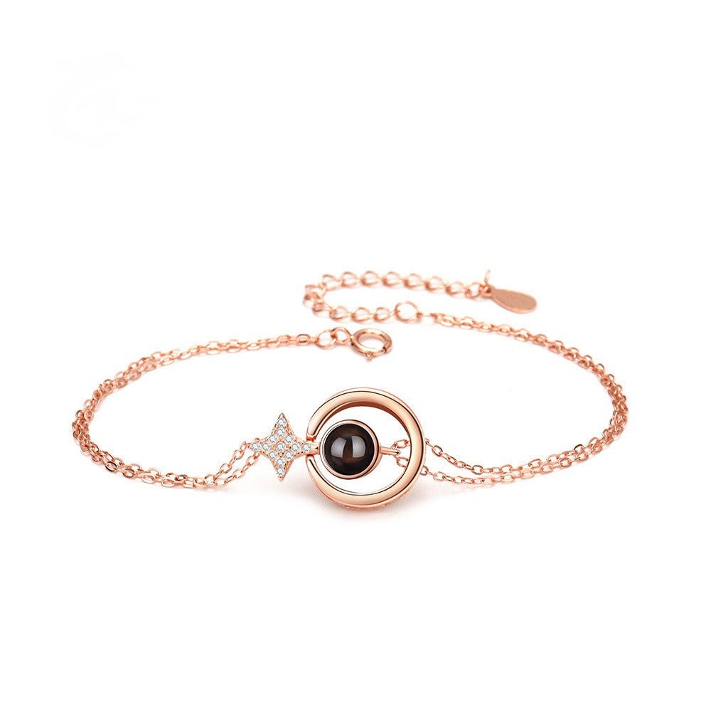 Women's S925 Round Diamond Embedded Star Bracelet.