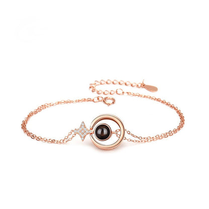 Women's S925 Round Diamond Embedded Star Bracelet.