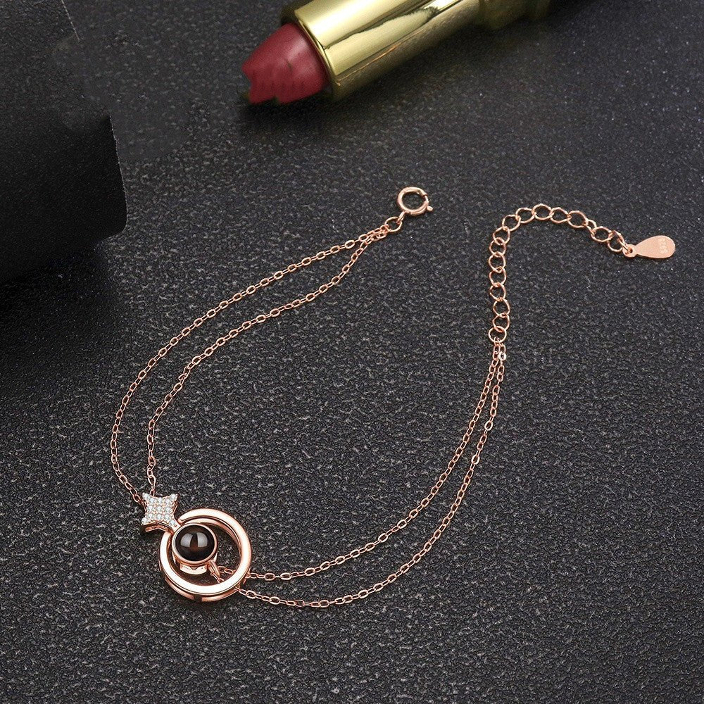 Women's S925 Round Diamond Embedded Star Bracelet.