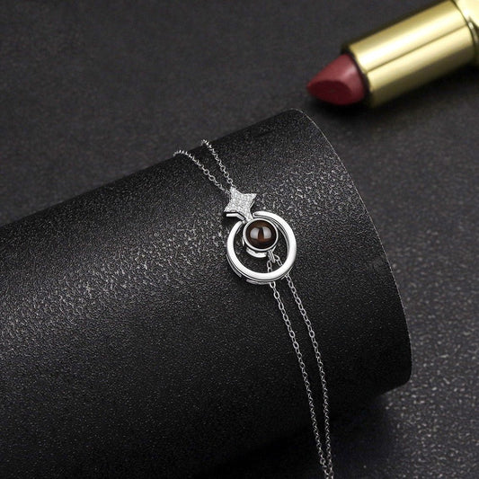 Women's S925 Round Diamond Embedded Star Bracelet.