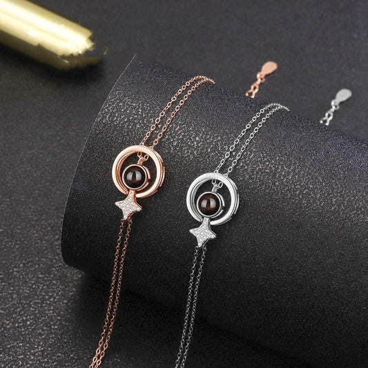 Women's S925 Round Diamond Embedded Star Bracelet.