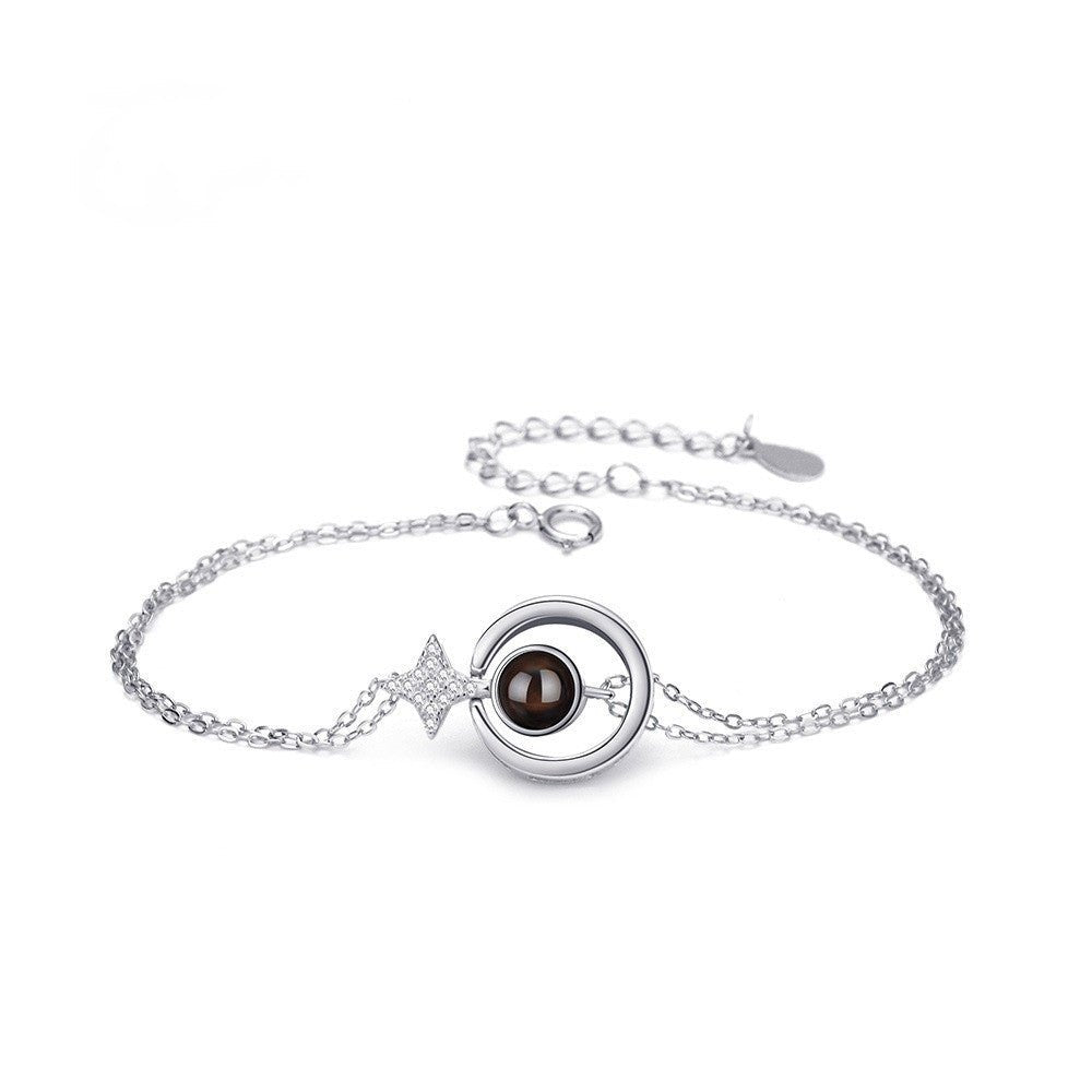 Women's S925 Round Diamond Embedded Star Bracelet.