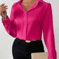 Women's Satin Silk-like Long-sleeved Shirt.