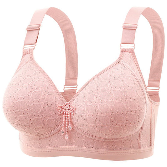 Women's Simple And Comfortable Gathering Bra Without Steel Rings.