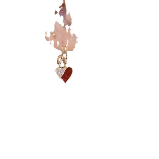 Women's Simple Temperament Red Love Heart Earrings.