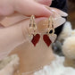 Women's Simple Temperament Red Love Heart Earrings.