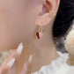 Women's Simple Temperament Red Love Heart Earrings.