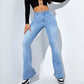 Women's Slim-fit Jeans Pants With Flared Design Fashion Casual High Waist Stretch Trousers.