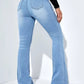 Women's Slim-fit Jeans Pants With Flared Design Fashion Casual High Waist Stretch Trousers.