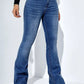 Women's Slim-fit Jeans Pants With Flared Design Fashion Casual High Waist Stretch Trousers.