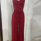 Women's Solid Color Slim Elastic Pleated Two-Piece Suit Sexy Spaghetti Strap V-neck Backless Vest High Waist Wide Leg Pants Suit.