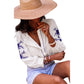 Women's Vintage Floral Embroidered Long-sleeved Shirt.