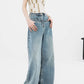 Women's Worn Looking Washed-out Wide-leg Jeans.