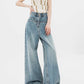 Women's Worn Looking Washed-out Wide-leg Jeans.